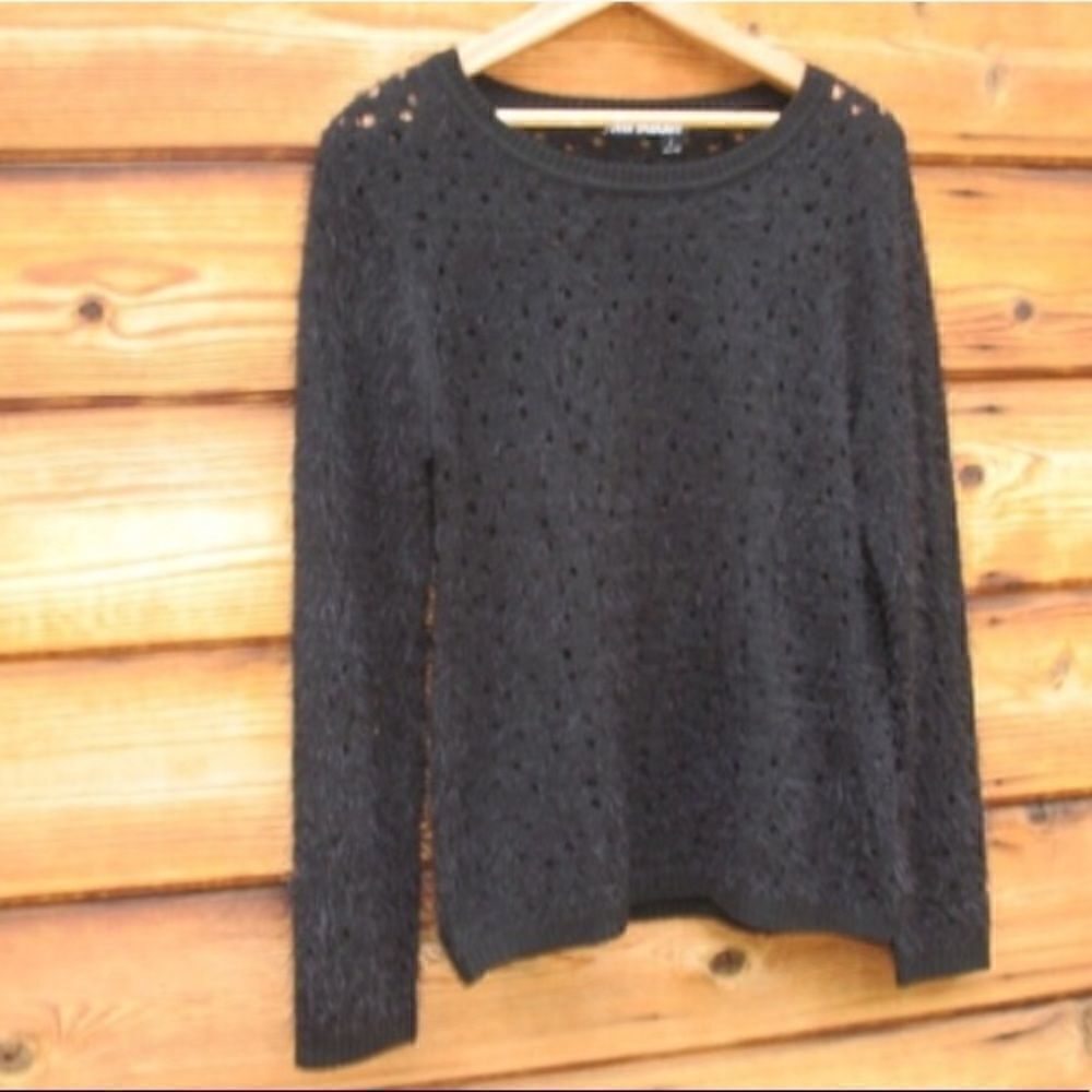 NWOT Anthro Black Fuzzy Sweater